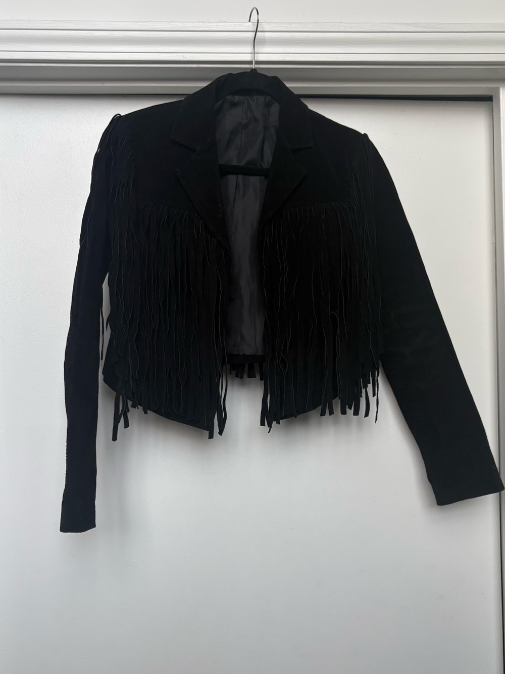 Vintage Women's Black Fringe Suede Jacket